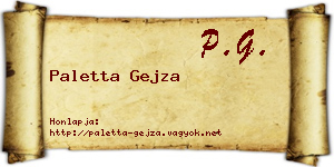 Paletta Gejza névjegykártya